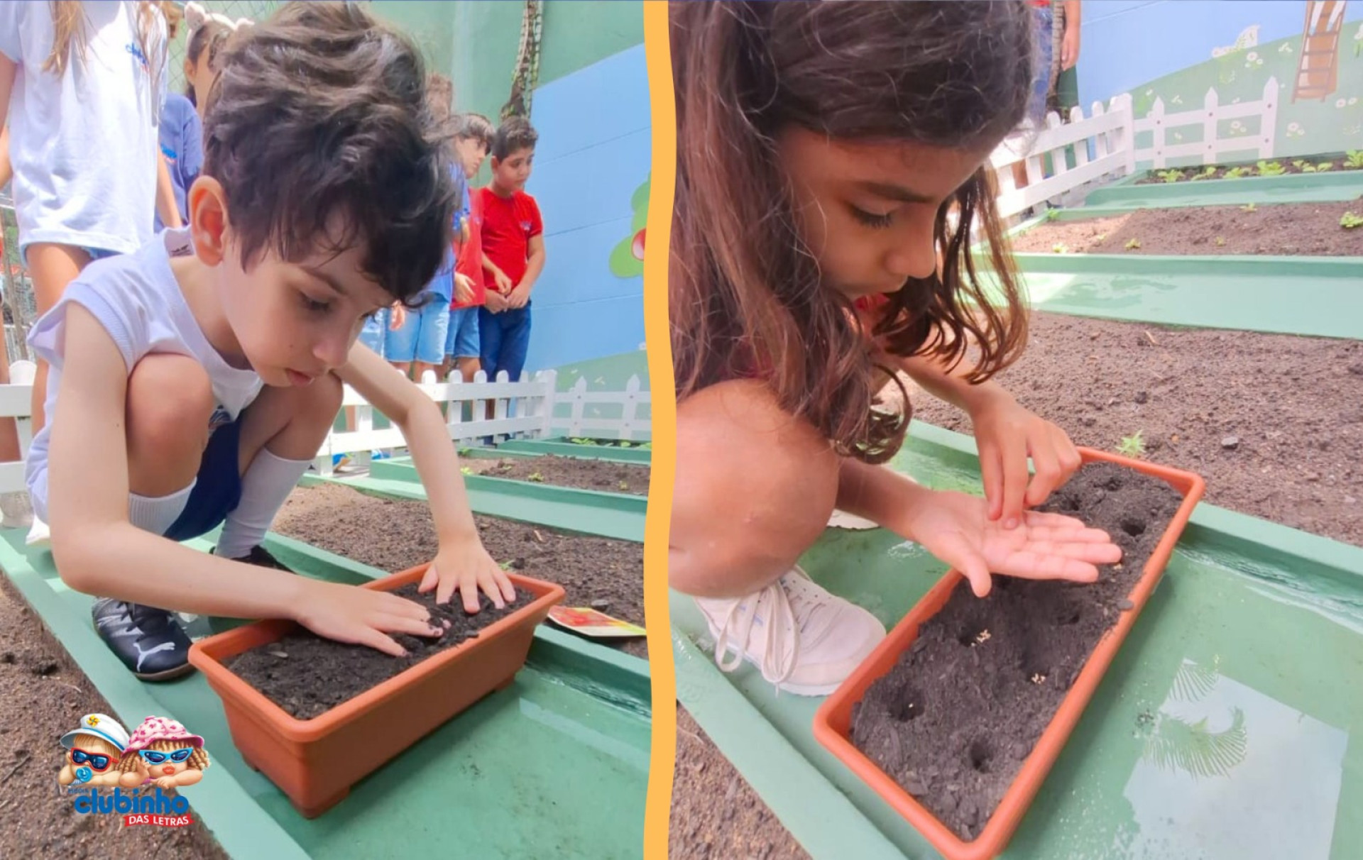Estudantes do 3º Ano estudando a origem da alimentação.