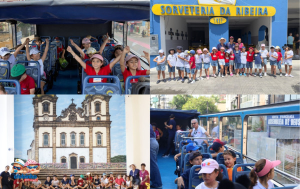 As crianças do 1º ano vivenciaram uma aula de campo muito interessante no Salvador Bus!